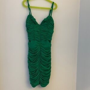 Chic Green Ruched Mini Dress